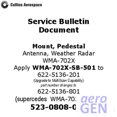 Service Bulletin - Pedestal Mount - Collins Aerospace - WMA-702X - 523-0808002