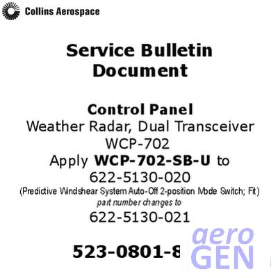 Service Bulletin - Control Panel - Collins Aerospace - WCP-702 - 523-0801860