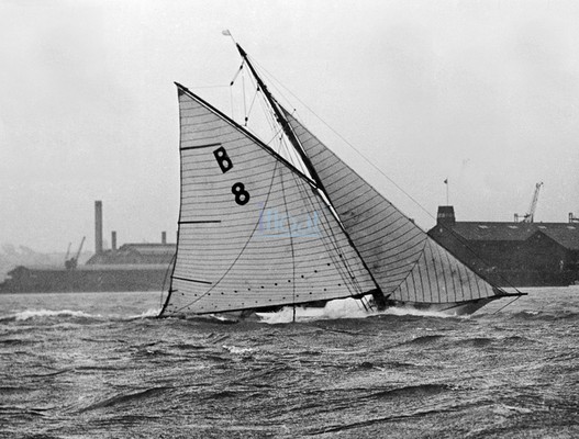 Mahaki, built by Logan Brothers in 1895 close hauled in a winters day on Auckland Harbour mid-1930s